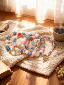 4pcs/Set Fashionable & Elegant Girls Boho Chic Stackable Bracelets Jewelry Set - Multicolor - View 9