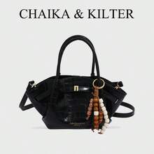 1个 CHAIKA & KILTER 纯色PU皮革手提包，复古休闲水桶包，金属扣，褶皱设计，可调节腰带，双提手，拉链封口，适合旅行、购物、约会，是送给女性、青少年、大学生和上班族的理想礼物，也适合办公室、学校、工作、商务、通勤、户外和旅行等场合。 - 黑色 - 查看 11