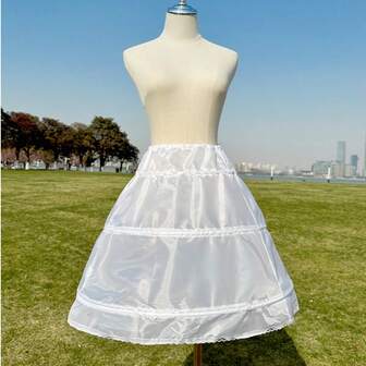 1 pieza Enagua ajustable para niñas, Crinolina para vestido de niña de las flores, Falda pomposa de vestido de princesa Lolita, 55CM