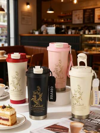 1 st. elegant vakuumisolerad vattenflaska i orkidéstil, orientalisk landskapsmålning, lämplig för vatten, kaffe, te eller sportdrycker, återanvändbar resemugg, läckagesäker dubbelväggig rostfri stålmugg för cykel, kontor, bil, skola, fest, camping och presenter