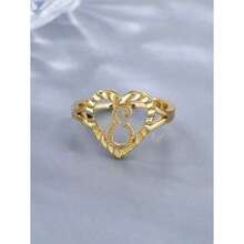 1pc Vintage Countryside Aesthetic 26 Alphabet Design Adjustable Ring For Women And Couples Suitable For Party And Travel Gifts - 金子 - 查看 6