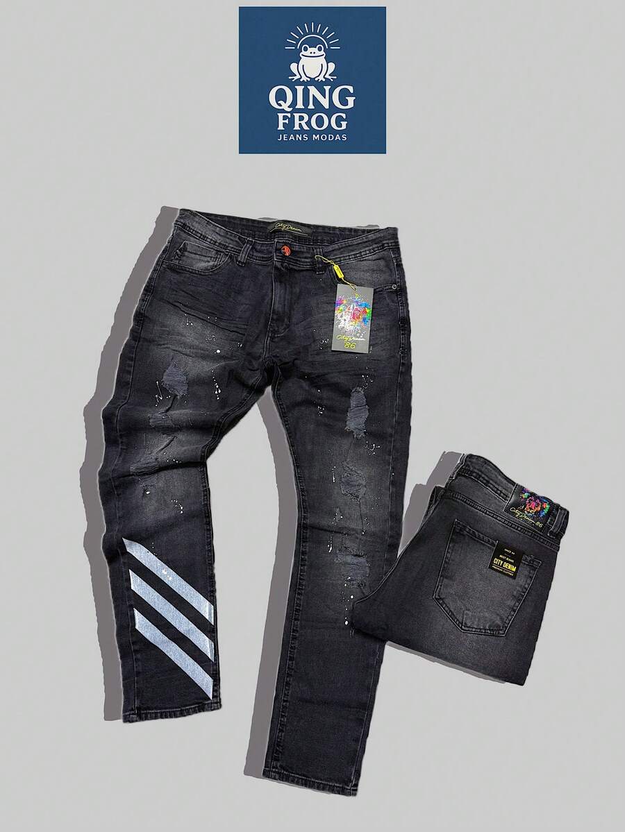SKINNY PLAYER JEANS - Black/Green - View 1
