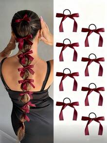 Set de 8 accesorii de păr multifuncționale, inclusiv elastice de păr cu panglică de satin, elastice de păr, fundă de păr, design elegant și minimalist, stil coreean, potrivite pentru codițe, ținute de zi cu zi, cadouri și recuzită pentru fotografie pentru femei și fete, accesorii cu funde, elastic de păr, accesorii de păr, suporturi pentru codițe, elastice de păr, benzi de cauciuc pentru păr, bobble-uri de păr, accesorii pentru cap cu frânghie de păr.