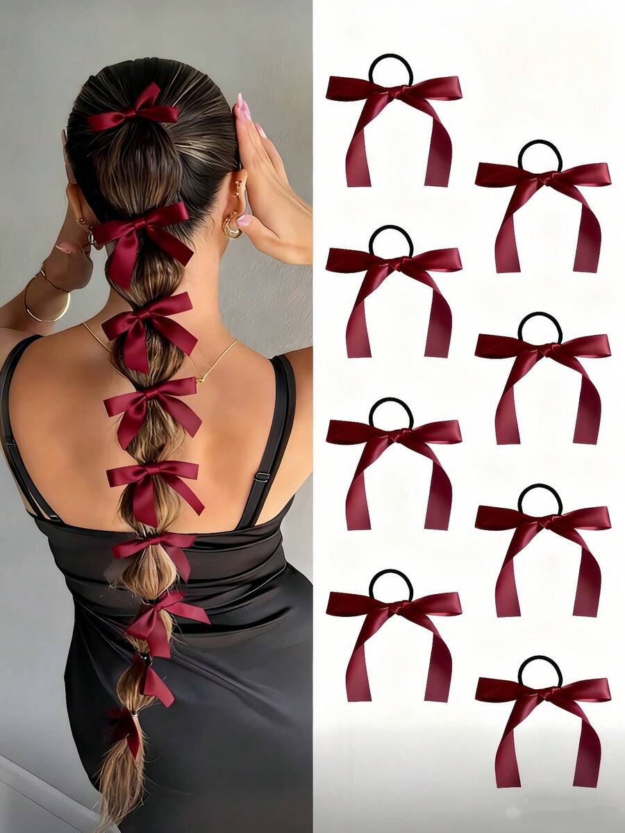 Set de 8 accesorii de păr multifuncționale, inclusiv elastice de păr cu panglică de satin, elastice de păr, fundă de păr, design elegant și minimalist, stil coreean, potrivite pentru codițe, ținute de zi cu zi, cadouri și recuzită pentru fotografie pentru femei și fete, accesorii cu funde, elastic de păr, accesorii de păr, suporturi pentru codițe, elastice de păr, benzi de cauciuc pentru păr, bobble-uri de păr, accesorii pentru cap cu frânghie de păr.