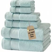 Bath Towels Set 6 Piece 100 Turkish Cotton Highly Absorbent And Soft Towels For Bathroom 2 Bath Towels 2 Hand Towels 2 Washcloths In Light Blue Perfect For Home Bathroom Use Ideal For Quick Drying And Everyday Comfort - Lightblue - 查看 1