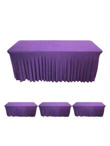 1pc/2pcs Rectangular Pleated Spandex Tablecloth, White/Black/Champagne, Wrinkle-Resistant & Washable, Solid Color Patio Table Cover For Wedding, Party, Christmas, Birthday