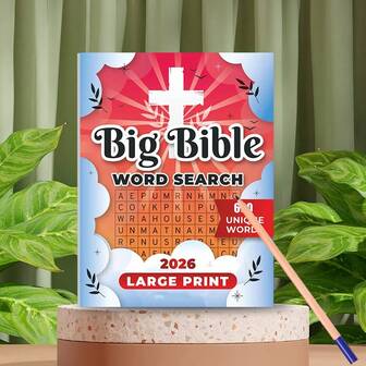 1本2026字成人填字游戏书，大字版，圣经经文谜题（不含笔）