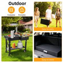 Grill Cart For Blackstone Griddle, Outdoor Portable Folding Table With Wheels For 17" & 22" Griddles, BBQ Prep Table With Storage - 黑色 - 查看 3