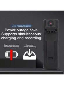 1 pezzo Telecamera mini intelligente nascosta, videocamera digitale mini ad alta definizione 1080P, registratore corporeo, videocamera mini portatile con visione notturna a infrarossi, l'obiettivo può ruotare di 180 gradi, batteria ricaricabile con ricarica USB, telecamera portatile per sport all'aperto, registratore per applicazioni di law enforcement, video per studenti, registratore video per riunioni di avvocati. - nero - Visualizzare 9