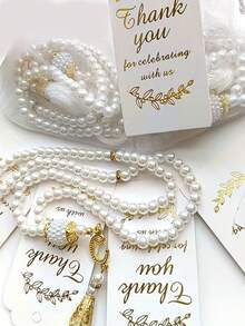 9pcs 99 Beads Glass Faux Pearl Handmade Rosary - Ideal Gift For Eid, New Year, Wedding, Christening, Birthday Party And Holiday Events - Includes 3 Rosary Strings, 3 Cards And 3 Fragrance Sachets - Multicolor - View 1