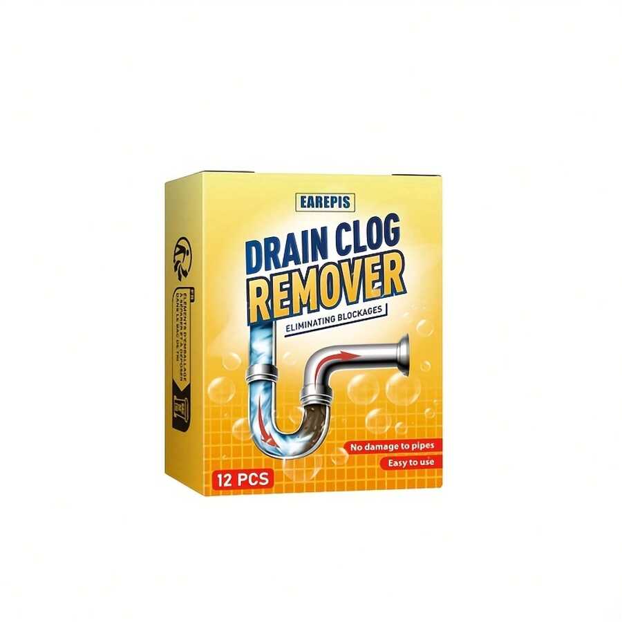 Desagüe las tabletas removedor de la obstrucción-eficaz para descomponer el cabello, el desperdicio de alimentos y otros zuecos,  para tuberías, Adecuado para lavabos de baño, desagües de la cocina, desagües de la ducha y inodoros, limpiador de desagüe obstruido, limpiador de desagüe de cocina, limpiador de desagüe de Ducha - 1 caja - Ver 1