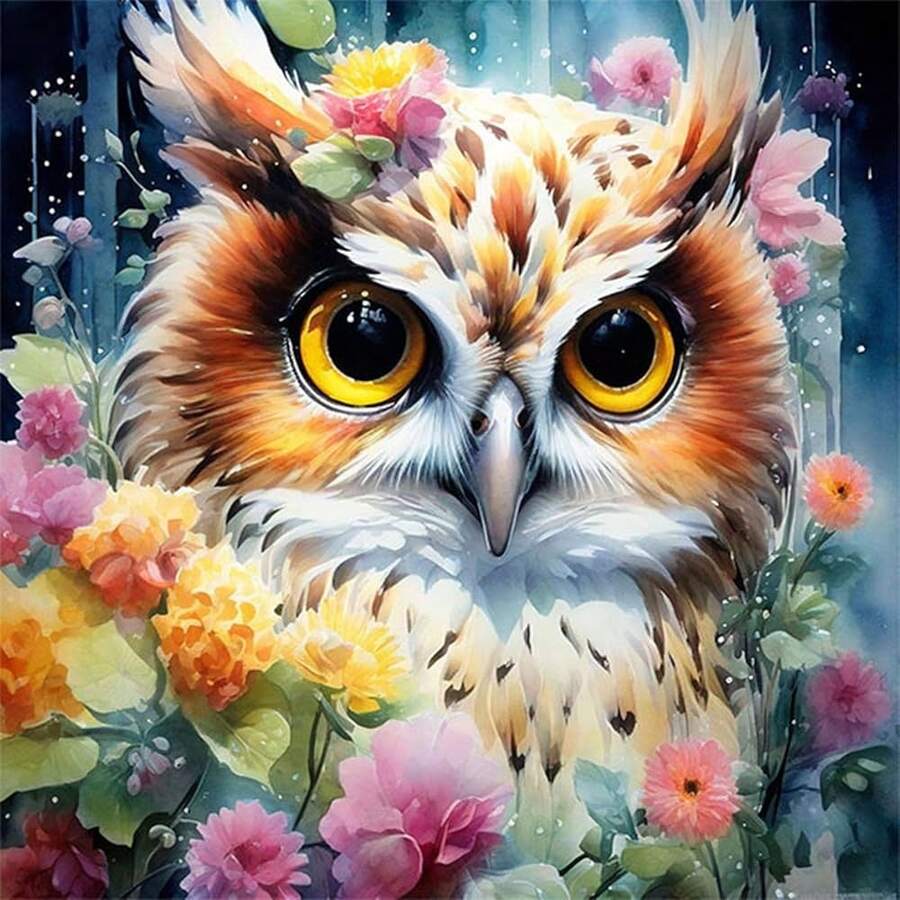 [Free Shipping]OFRKE Diamond Painting Kits For Adults Beginners 5D Diamond Art Kits With Round Diamonds Gem Art Full Drill Owl Painting For Home Wall Decor Gifts 12x12inch,A-Owl - 貓頭鷹 - 查看 1