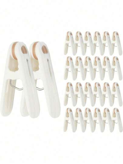 8pcs/Set Large Plastic Clothespins, Windproof Laundry Hanging Clips, Beach Towel Clips, Strong Spring Clips For Quilts, Socks, Multicolor, Multicolor, Durable Plastic Material, For Home Storage