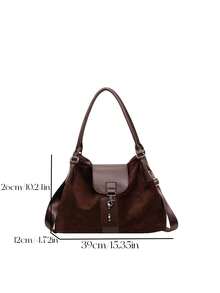 Women's Tote Bag, Fashionable Minimalist College Style, Elegant, Large Capacity, Suitable For Autumn/Winter - Coffee - View 6
