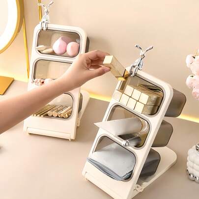 1 hộp đựng mỹ phẩm 3 ngăn, hộp đựng cọ trang điểm và giá trưng bày son môi, bông mút trang điểm & nhiều thứ khác – Phụ kiện phòng tắm hoàn hảo hoặc trang trí phòng, hộp đựng đồ trang điểm phòng tắm, túi đựng mỹ phẩm, hộp đựng đồ trang điểm dễ thương, hộp đựng đồ trang điểm, sắp xếp đồ trang điểm, thiết kế đẹp mắt, lưu trữ hiện đại, hộp đựng bằng nhựa, hộp nhẹ, hộp đựng son môi, hộp đựng bông mút trang điểm, người đam mê làm đẹp, người yêu thích trang điểm