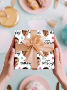 Custom Face Photo Birthday Wrapping Paper, Custom Face Print Gift Wrapping Paper,Wrapping Paper With Funny Face,Personalized Face Photo Gift Wrapping Paper, Unique Personalized Birthday Wrap, Birthday Gift Ideal - Multicolor - View 7