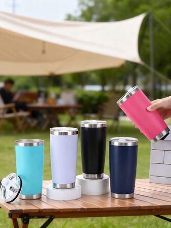 1 st minimalistisk vakuumisolerad resemugg i rostfritt stål, lämplig för te, kaffe, perfekt för hemmet, kontoret, bilresor, camping, vandring, sport, picknick. Enkel och modern termosmuggdesign i glas, utmärkt för affärs- och hempresenter.