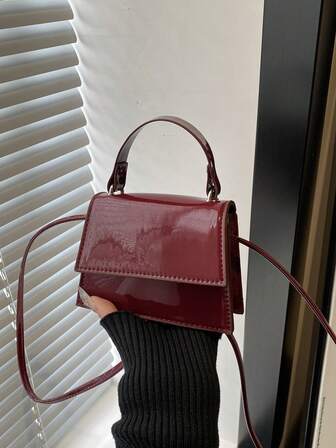 1 st Mini Fashionabel Minimalistisk Handväska i Texturerat Tyg, Liten Fyrkantig Väska, Läppstiftsväska, Mångsidig Söt Axelväska