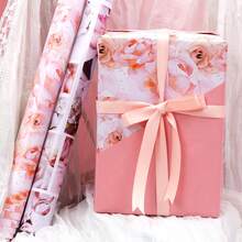 礼品包装纸，适用于情人节、婚礼、节日派对、生日、毕业季、DIY花束、礼盒填充物、DIY手工礼品包装装饰、浪漫图案装饰、秋冬季 - 玫瑰圖案 - 查看 2