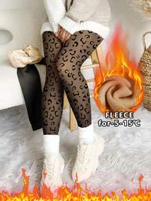 1 Pair High-Elasticity Thermal Lined Thermal Leggings For Women - Soft Polyester Blend, Warm & Comfortable, Machine Washable, Perfect For Winter Fashion And Cold Weather, Winter Leggings Soft Texture Leggings, High Waisted Leggings,For -5~15℃ - Black - View 4