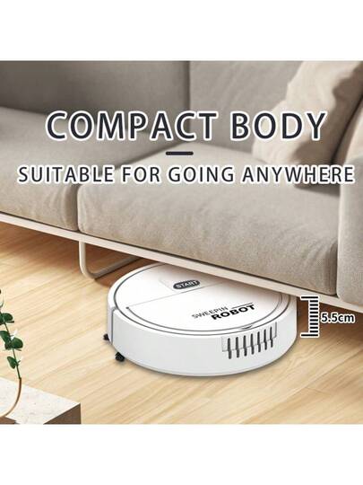 Slimme In Robot Stofzuiger Mop, Slim Low Noise Battery Powered (Strong Suction) 60 Minute Runtime Pet Hair Cleaning Hard Floors) Automatic Directional Cleaning, Includes Remover Accessory, Robot, Sweeping Equipped view 4