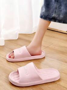 Comfortable Letter Print Slippers, Unisex Summer Slip-On Slides For Indoor Home, Hotel, Dorm, Bathroom, Anti-Slip & Odor Resistant