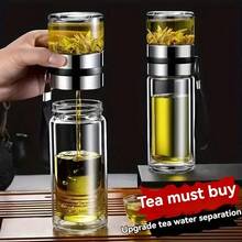 350/400ML Glass Tea Cup Double Layer Tea Cup With Portable Handle, Leak Proof Travel Cup, Water Separator, Teapot, Easy To Clean - Transparent - View 2