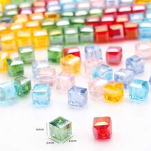 36pcs/Pack 6mm Square Glass Beads With Hole, DIY Jewelry Making, Suitable For Phone Chains, Keychains, Car Accessories, Wind Chimes, Bags, Shoes, Clothing Decorations - 6m Square Bead Color System - View 3