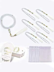 9pcs 99 Beads Glass Faux Pearl Handmade Rosary - Ideal Gift For Eid, New Year, Wedding, Christening, Birthday Party And Holiday Events - Includes 3 Rosary Strings, 3 Cards And 3 Fragrance Sachets - Multicolor - View 2