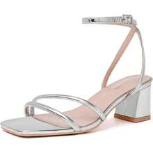 Women's Heels Chunky Block Strappy Square Open Toe Ankle Buckle Heeled Sandals Wedding Party Dress ShoesChristmas - Vàng - Xem 3