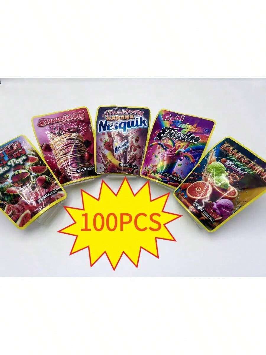 100 Mylar Self-Sealing Bags (3.5g Each) |     Laser-Coated, Waterproof, Reusable, Durable Polyester Material. Suitable For Candy , Party Favors, Snack Packaging, And Christmas/Birthday Themed Events. - 100 mặt hàng - Xem 1