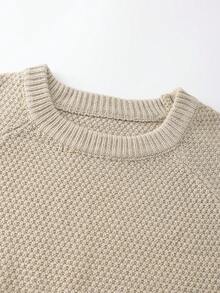 Men's Crew Neck Solid Color Knit Sweater, Long Sleeve, Casual & Versatile, Autumn/Winter - Grey - View 3