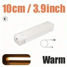 1 pezzo Luce notturna a LED con sensore di movimento ricaricabile USB, di forma rettangolare, adatta per camera da letto, corridoio, scale, armadio, mobiletto, luce calda/bianca, dimensioni disponibili: 50/30/20/10 cm - Bianco - Visualizzare 23