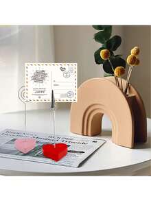 3 قطع/مجموعة مشابك مذكرات بشكل قلب - حاملات ملاحظات معدنية وحمراء/وردية لحفلات الزفاف وعيد الحب والعشاء الرومانسي - حاملات بطاقات طاولة متينة، اكسسوارات مكتبية زخرفية - متعدد الألوان - مشاهدة 6