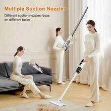 Wireless Wet Dry Vacuum Cleaner Mop Combo - 14000Pa Power Suction Self-Cleaning, Low Noise, Rechargeable Vacuum Cleaner With 3 Modes & Adjustable Length, Multi-Angle Brush For Apartment Hardwood Rug, Pet Hair, Car , White - White - View 5