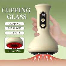 1200mAh USB Rechargeable Electric Cupping & Scraping Massage Device, Equipped With Large Suction Cup, Suitable For Abdomen, Back, Leg Massage, Portable Adjustable Intensity Cupping Massager With 9 Strength Levels, Whole Body Cupping Tool, Suitable For Home Use And As A Gift - Light Yellow - View 10