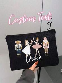Personalized Nutcracker Gift Cosmetic Bag, Ballet Nutcracker Gift Creative Accessory Zipper Bag, Dance Lover Gift, Dance Teacher Gift, Pink Nutcracker Tote Bag, Sparkling Christmas Nutcracker Bag, Sparkling Christmas Nutcracker Ballet Tote Bag, Christmas Gift Bag, Christmas-Style Tote Bag, Anniversary Gift, Graduation Gifts, Weddings, Housewarming Gifts, Dining Rooms, Living Rooms, Bedrooms, Offices, Tea Rooms, Homes, And Schools.