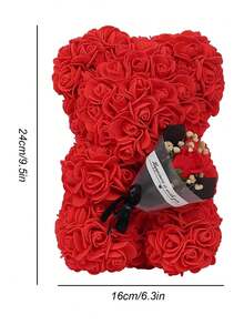 1set Rose Bear, Valentine's Day, Anniversary, Birthday And Bridal Gift, 10-Inch Rose Bear, With Transparent Gift Box, Fashionable Decoration Suitable For Home Decoration, Mother's Day, Father's Day, Valentine's Day Friends Everlasting Flower Gift, Rose, Framed Wall Art