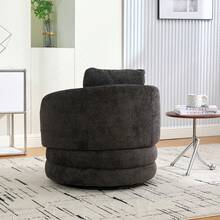 30" W Modern Swivel Barrel Chair – 360° Rotating Chenille Accent Chair With Removable Pillow – Plush Club Chair For Living Room/Bedroom (Ergonomic Design) Couch Sofa Living Room Bespoke  Chair - 深灰色-可旋轉裝飾椅+抱枕-雪尼爾 - 查看 8