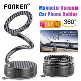 Upgraded Vacuum Suction Magnetic Car Phone Holder S-Shaped 360° Rotation Foldable Phone Bracket For All Phone Compatible With IPhone, Android Phone, Gift For Birthday, Family, Friends For Summer Gifts Birthday Driving Car Accessories Strong Load-Bearing