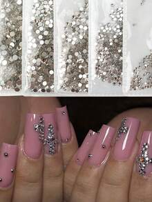 1440 قطعة مسامير بيضاء مسطحة القاع للتزيين متعددة الأغراض DIY لتخصيص ديكور الأظافر وأغطية الهواتف والملابس والمكياج وزجاجات المياه والترصيع - أبيض - مشاهدة 2