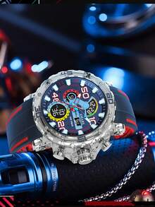 SMAEL Men's Stylish Wrist Watch, Dual Time Zone, Luminous Large Dial, Countdown Alarm Calendar Quartz Watch - one-size - View 2