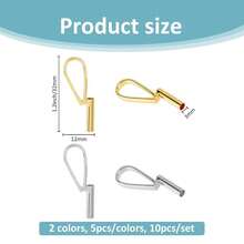 10Pcs 2 Colors Vertical Pin To Pendant Brooch Pendant Converters Alloy Brooch Pin To Necklace Keychain Converters Tube Design With Bail Convert For Necklace Keychain Hair Rope,Golden&Silver - 金銀 - 查看 3
