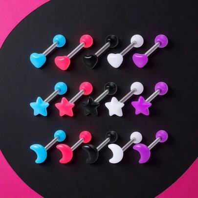 5pcs/1set High Quality Y2K Style Tongue Nails, Low Allergenicity, Fade Resistant, Puncture Accessories, Suitable For Daily Use And Gatherings, Making It An Exquisite Gift For Birthdays And Christmas