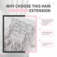 Clip In Hair Extensions,6PCS Hair Extensions Long Mermaid Waves Wavy Synthetic Clip On Hairpiece For Women 24 Inch (Grey/Silver/White Mixed),Grey/Silver/WhiteMixed - 灰色/銀色/白色混合 - View 5
