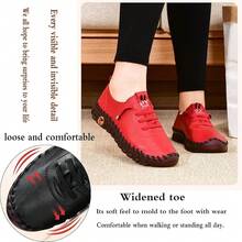 CrazySavage Women's Leather Soft Beef Tendon Flat Bottom Loafers Slip-On Round Toe Non-Slip Breathable Mom Leisure Walk ShoesChristmas - 白色 - 查看 11