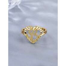 1pc Vintage Countryside Aesthetic 26 Alphabet Design Adjustable Ring For Women And Couples Suitable For Party And Travel Gifts - 金子 - 查看 4