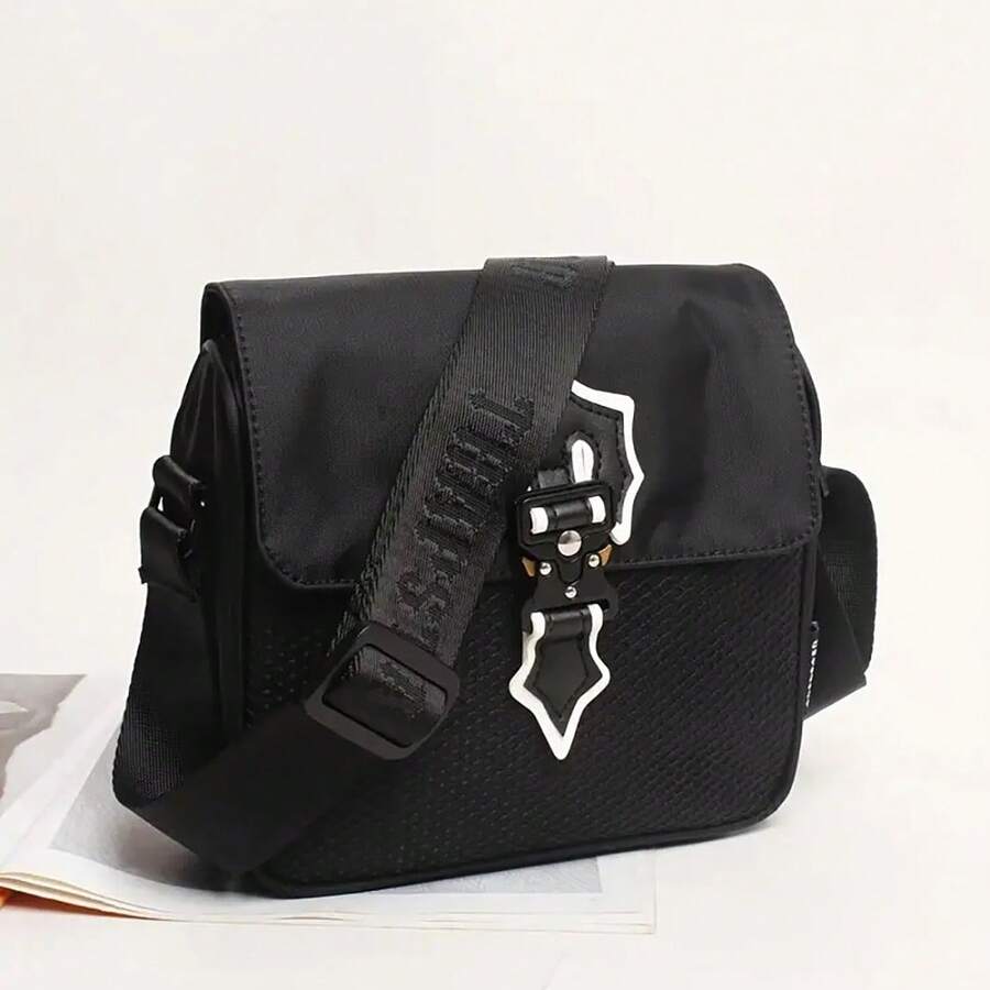 Men's Luminous Small Messenger Bag, Shoulder Sling Bag, Waist Pack, Travel Hiking Running Bag - Black - View 1