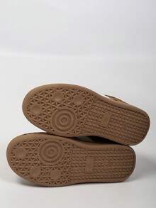 Giày thể thao nữ phối màu tương phản, kiểu dáng preppy, thích hợp cho mùa xuân/hè/thu, giày chạy bộ ngoài trời đế bằng buộc dây họa tiết da báo. - màu nâu - Xem 4