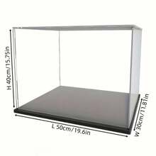 1个大号透明亚克力展示盒，两种尺寸可选，塑料组装防尘展示盒，带哑光黑色底座，适用于展示手办、汽车模型、积木、收藏品、雕像、模型等。 - 黑底透明 - 查看 11